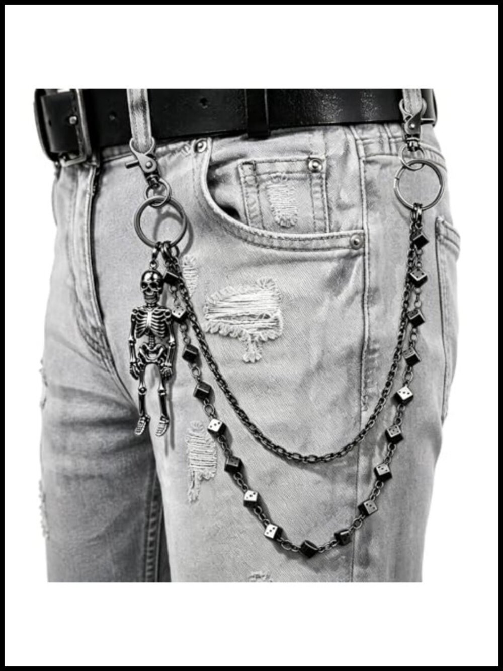 Punk Gothic Skull Wallet Chain Men's Double Layer Metal Pant Chain - Picture 1 of 6